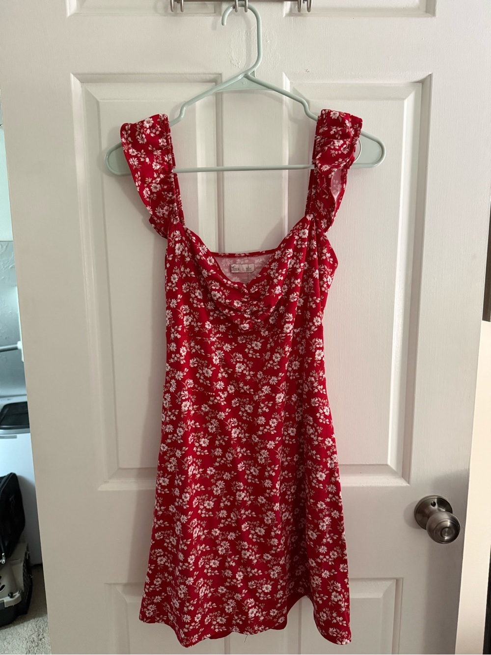 Hollister Red Floral Cowl Neck Dress L